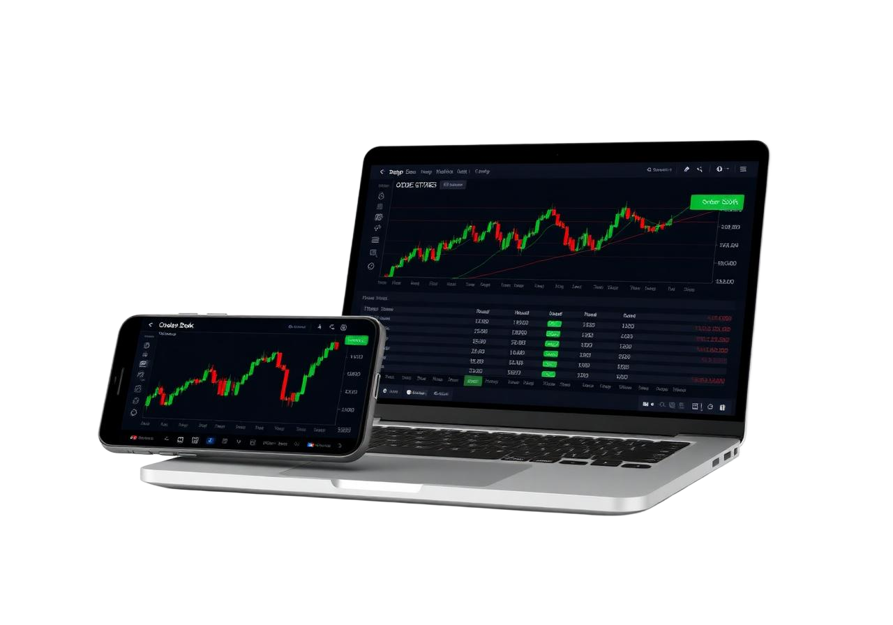 WhiteRock trading platform on laptop and mobile